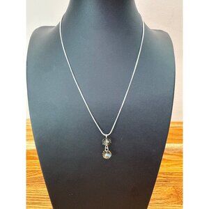 Crystal Pendant Necklace With Silver Chain Double Drop Design